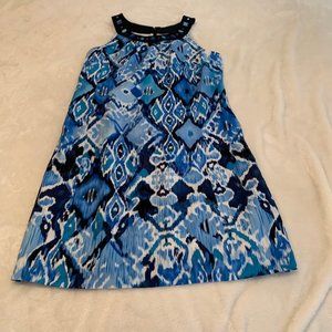 NWT Jessica Howard Linen Blend Ikat Pattern Dress Size 12P